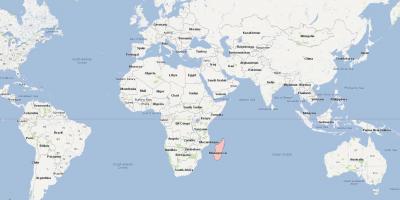 Maailman kartta osoittaa Madagaskar