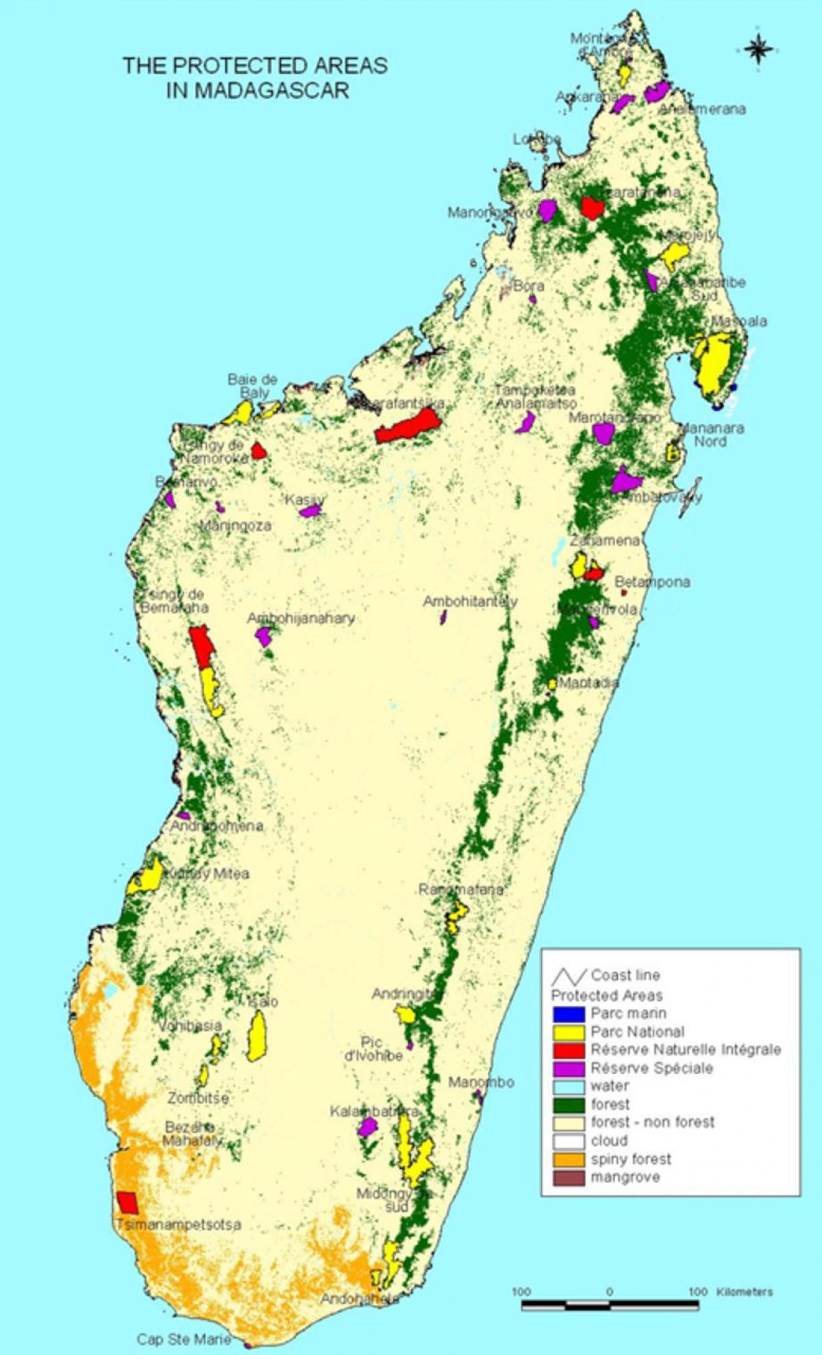 kartta Madagaskar kansallispuistot