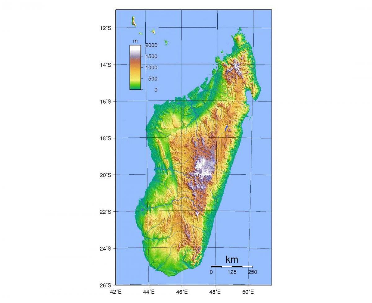 Madagaskar korkeus kartta - Kartta Madagaskar korkeus (Itä - Afrikka ja  afrikan)