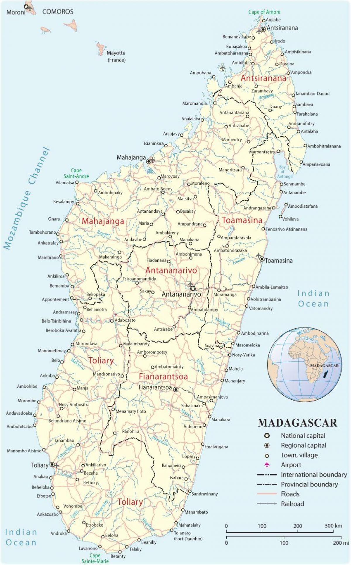 kartta Madagaskar lentokentät