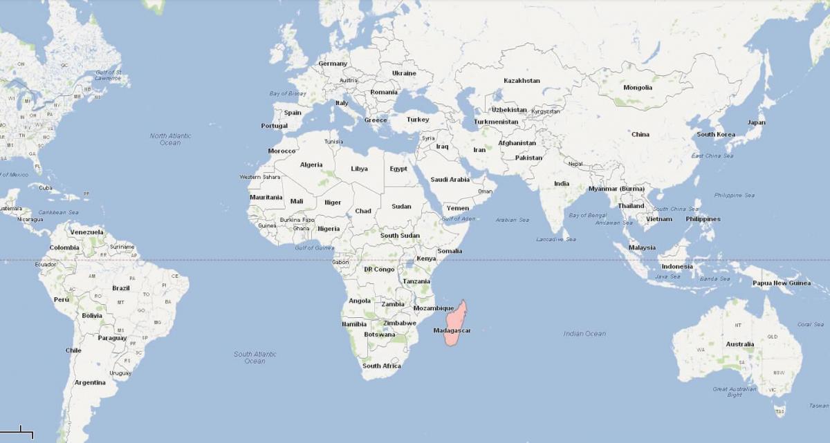 maailman kartta osoittaa Madagaskar