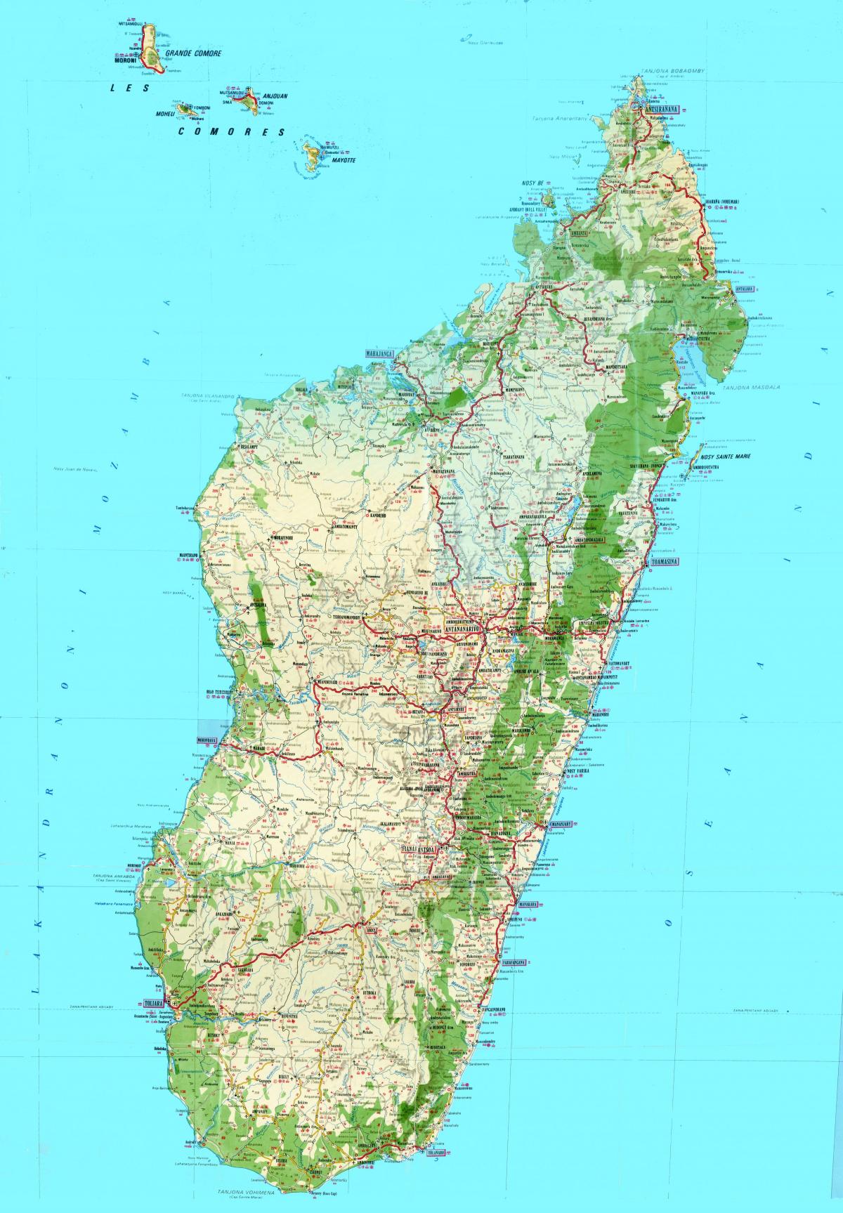 kartta topografinen Madagaskar