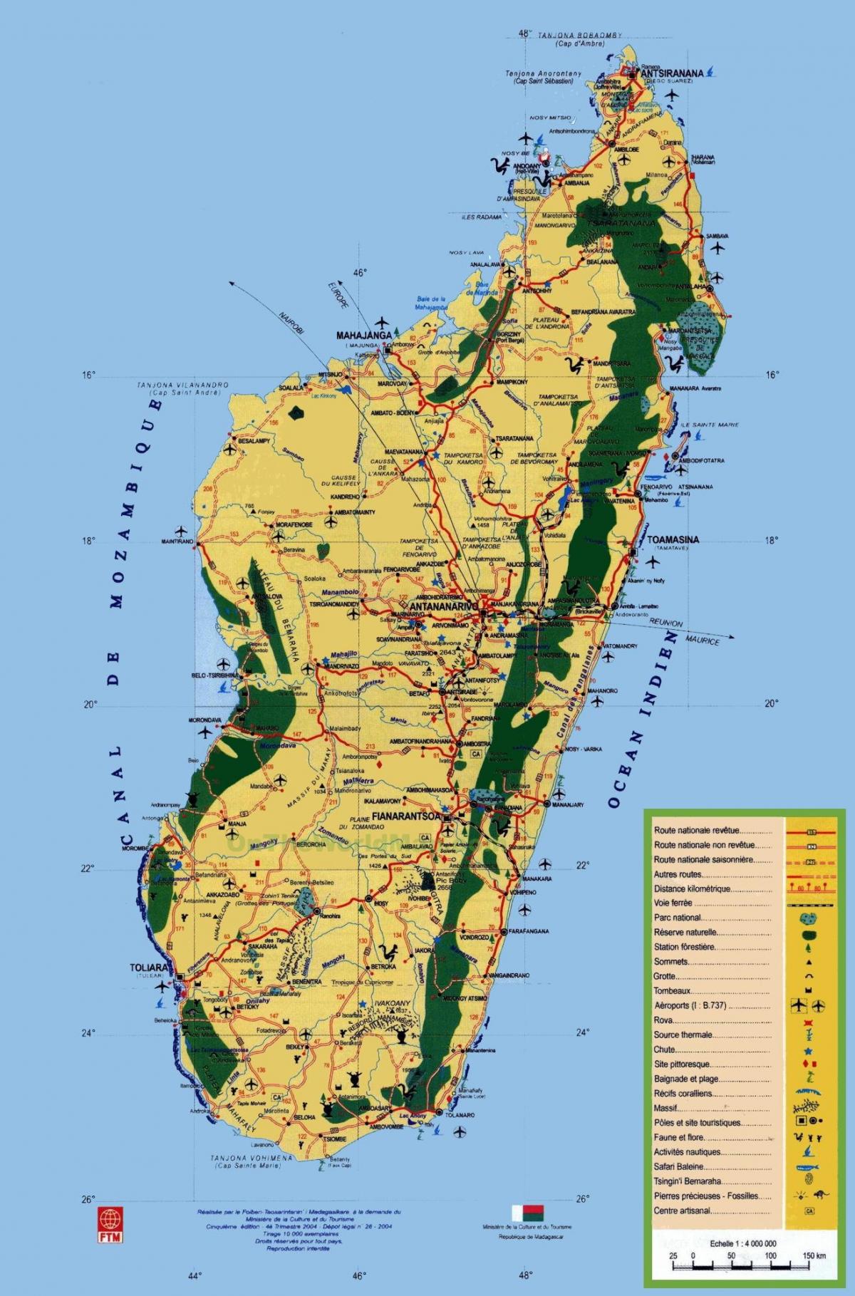 Madagaskar nähtävyydet kartta