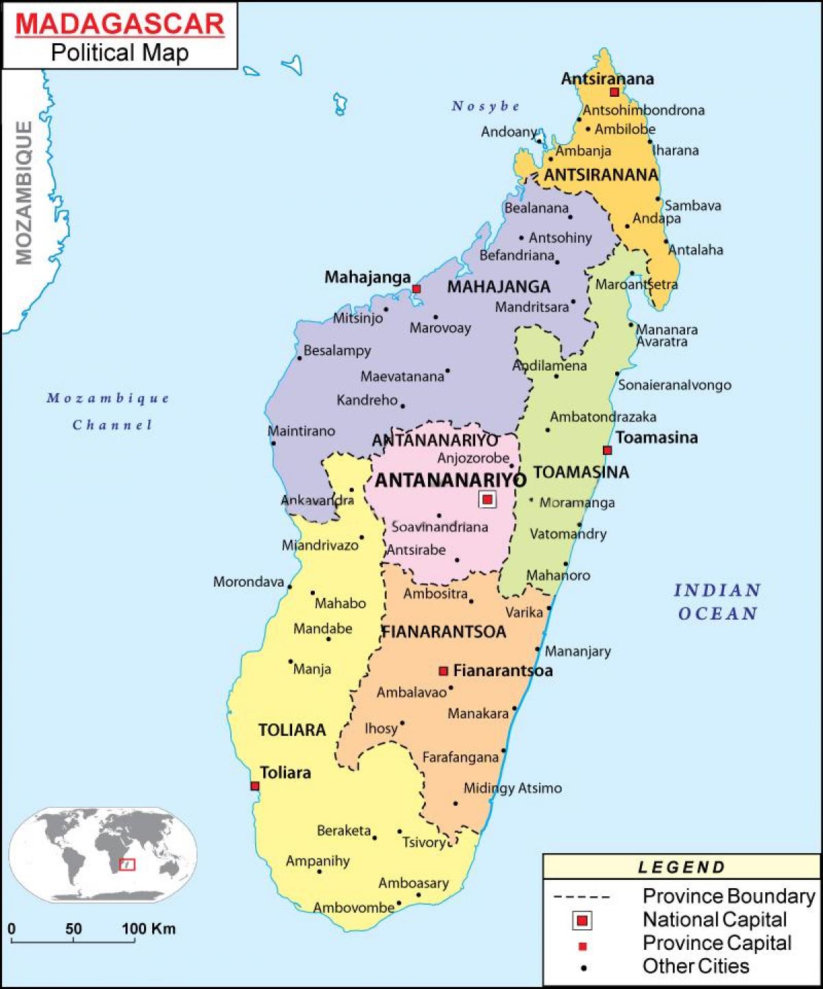 kartta poliittinen kartta Madagaskar