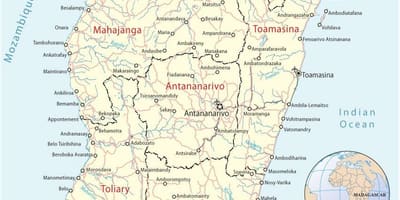 Kartta Madagaskar lentokentät